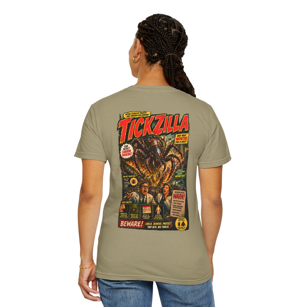 Tickzilla Monster Shirt, Retro Horror Movie Back Print, Lyme Disease Awareness Tee
