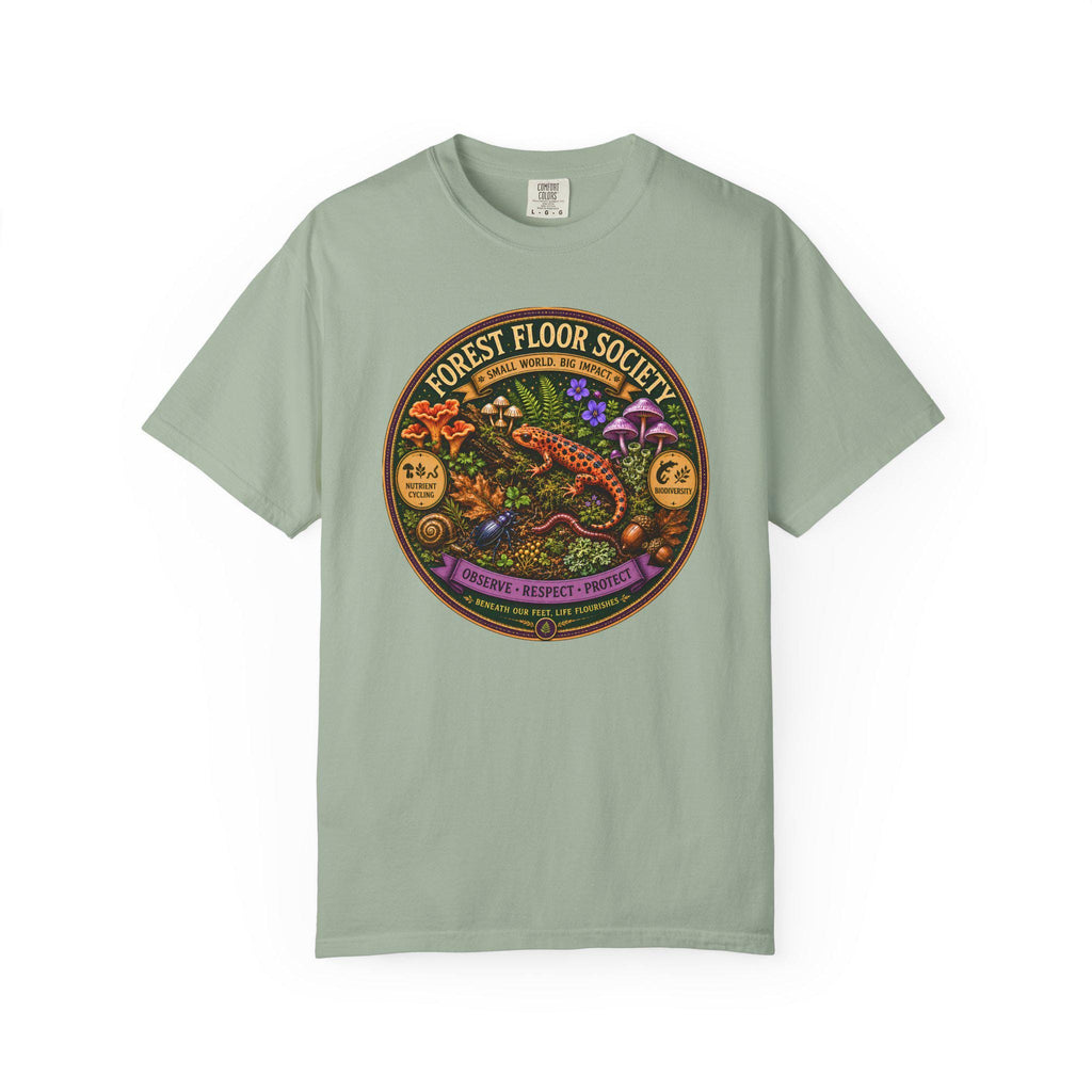 Forest Floor Society T-Shirt | Woodland Mushroom Moss Graphic Tee | Nature Lover Gift