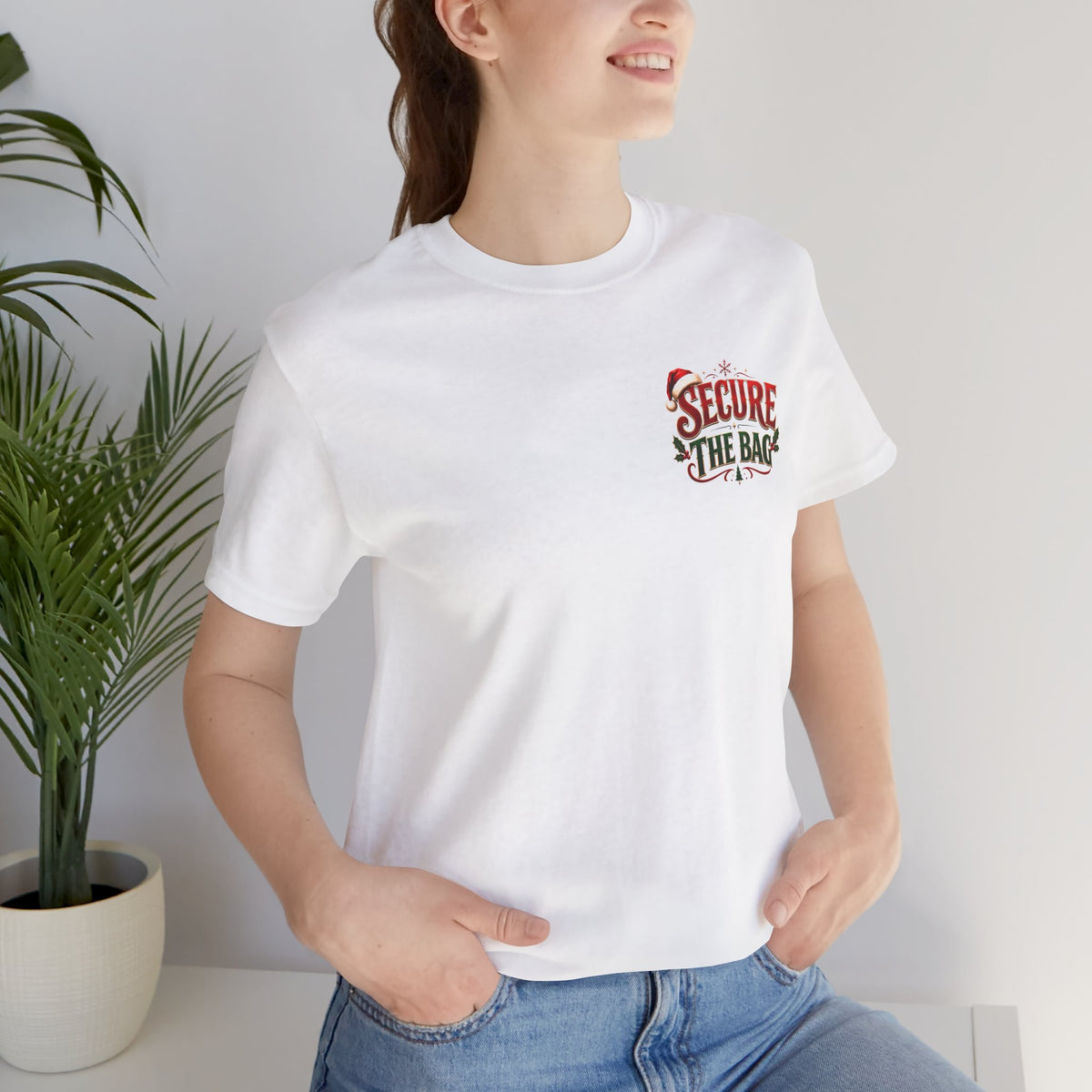 Bella Canvas 3001 Christmas Shirt, Secure The Bag Santa Tee, Funny Holiday Shirt, Christmas Graphic Tee, Santa Claus Gift