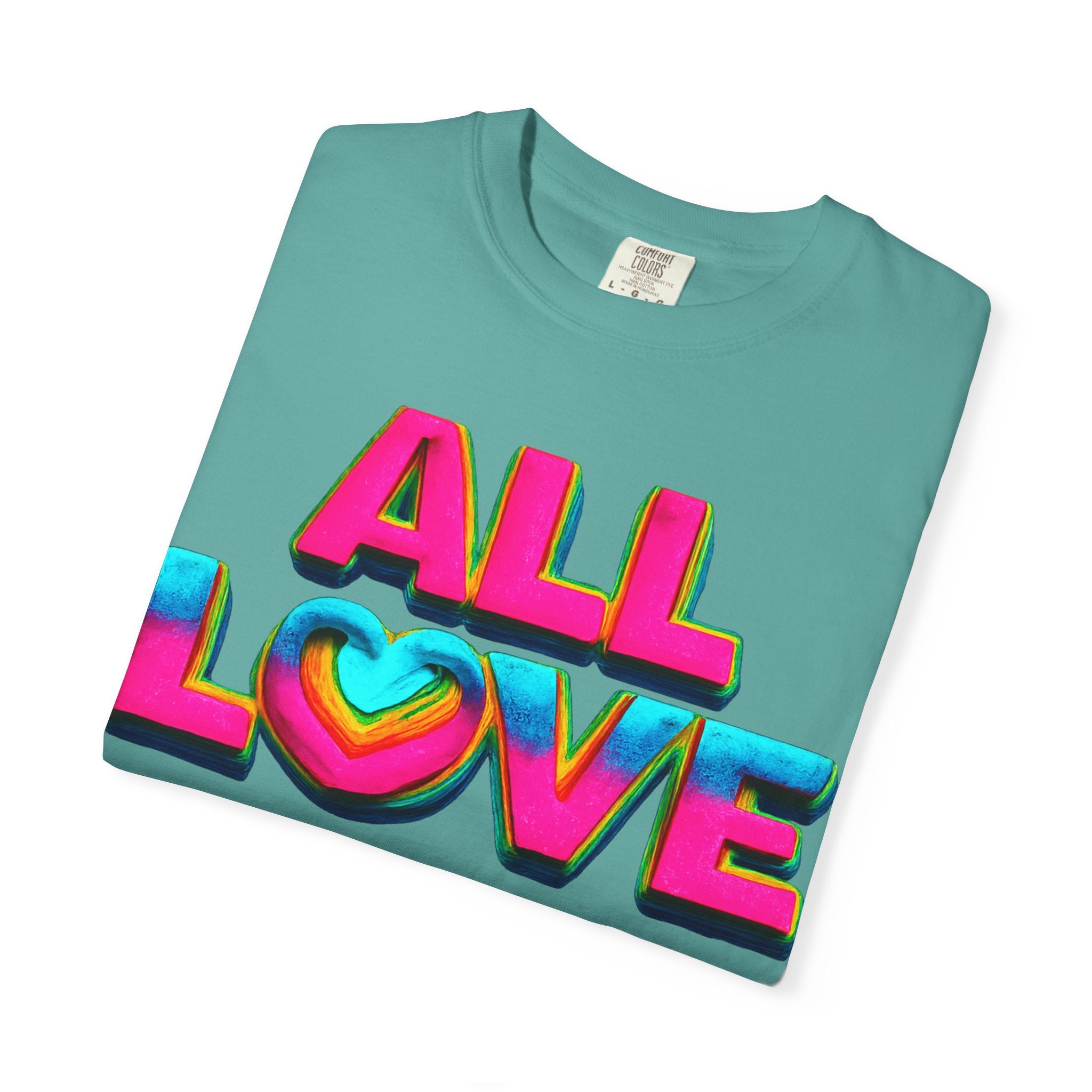 All Love Shirt, Retro Colorful Tee, Positive Vibes Shirt, Heart Graphic Tee, Bright Aesthetic T-Shirt, Feel Good Shirt, Gift for Friends