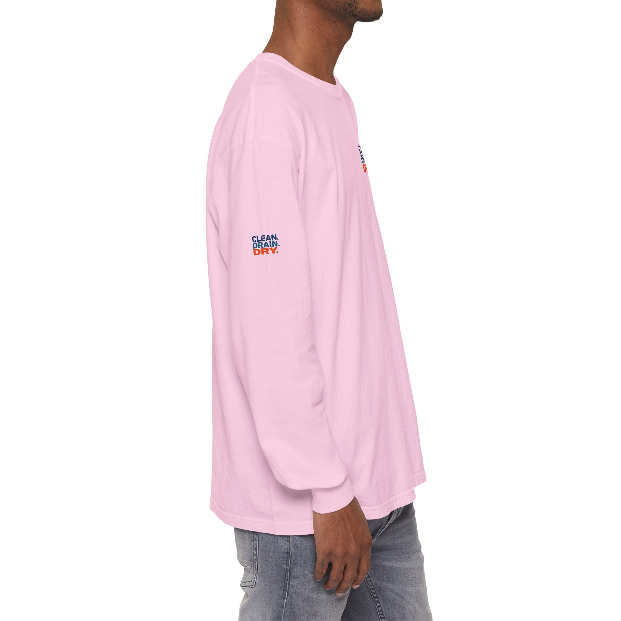 Long Sleeve Tee — "Clean. Drain. Dry." Lake Conservation Shirt