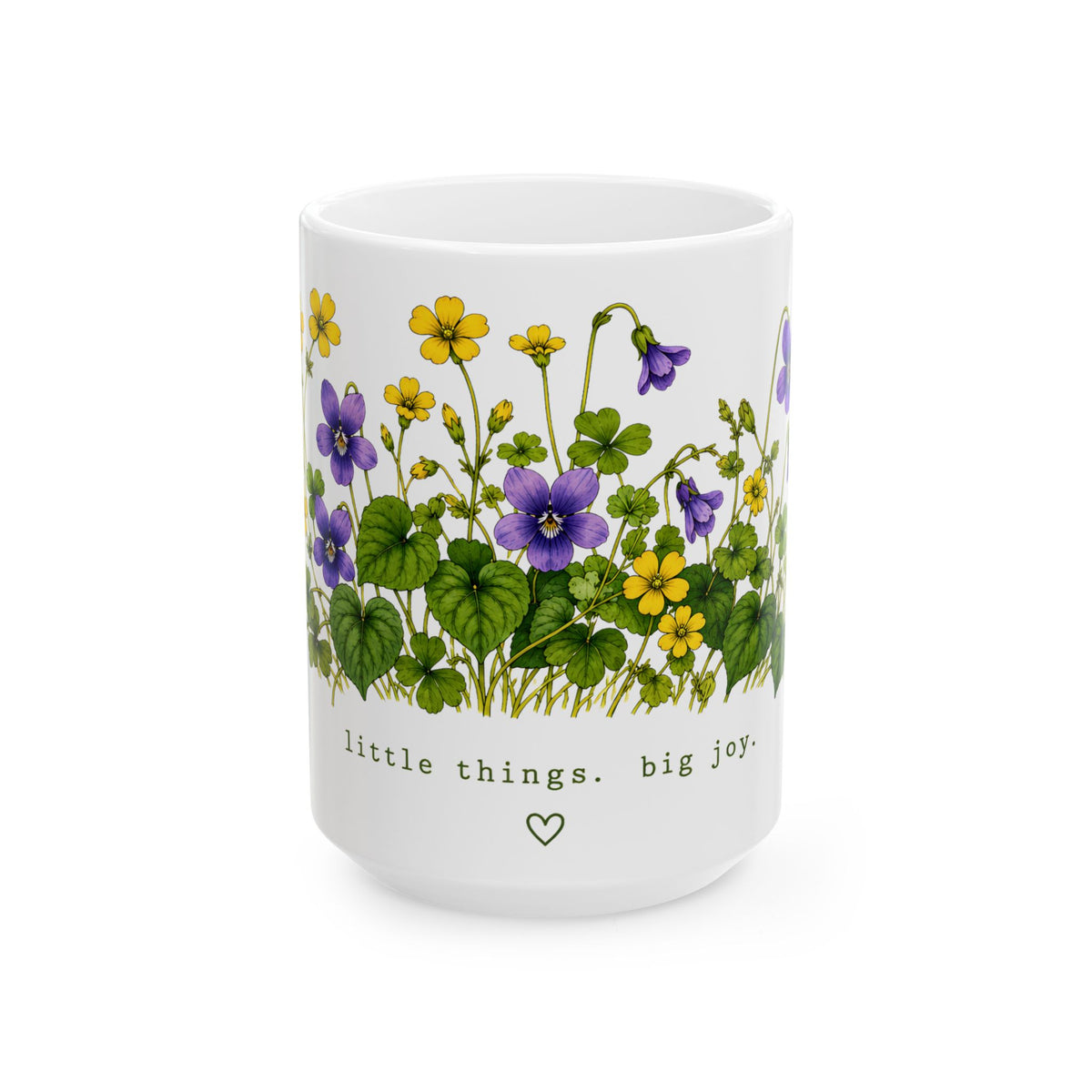Little Things Big Joy Ceramic Mug | Violet and Wood Sorrel Coffee Mug | Nature Lover Gift | 11oz & 15oz
