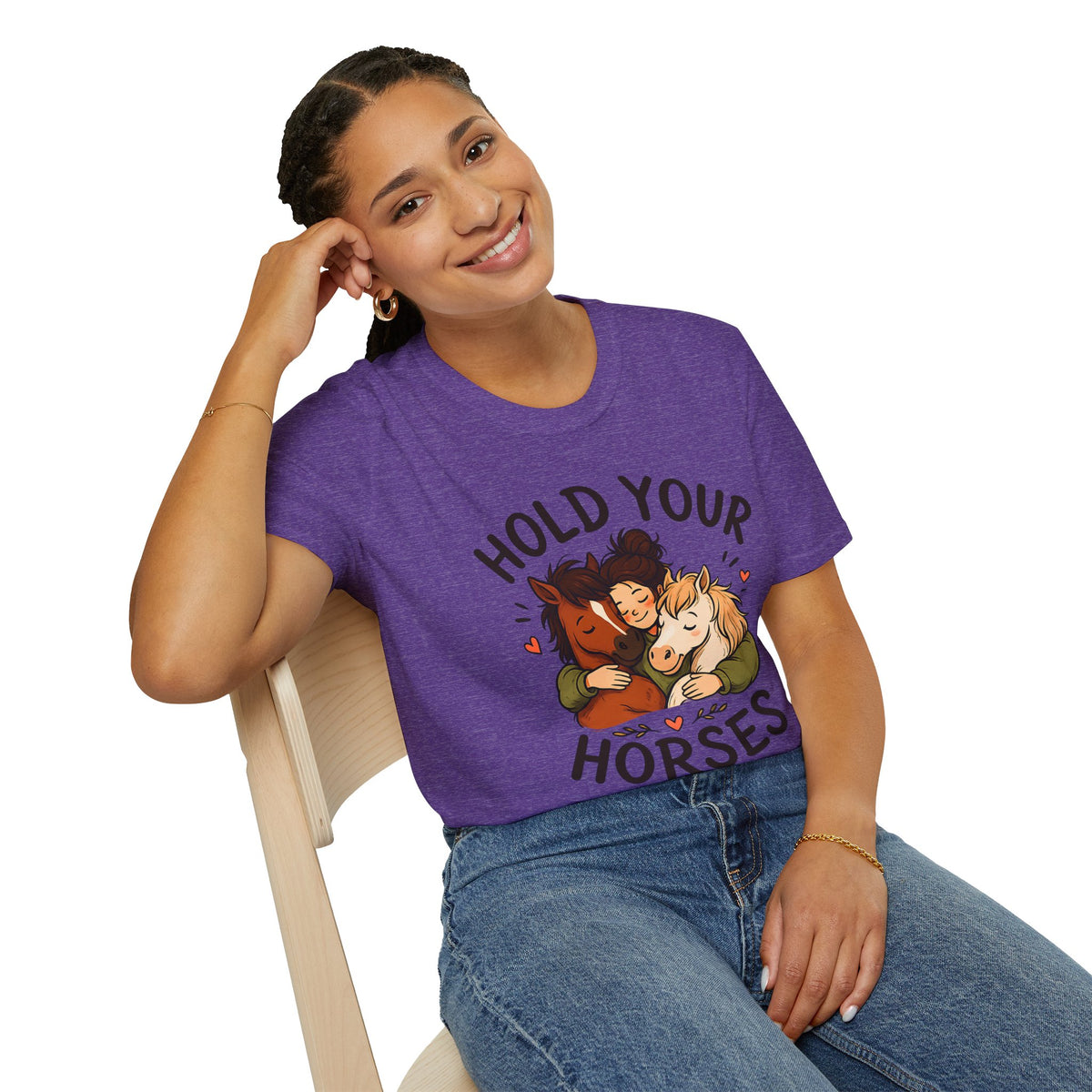 Hold Your Horses T-Shirt | Cute Hugging Horses Illustration