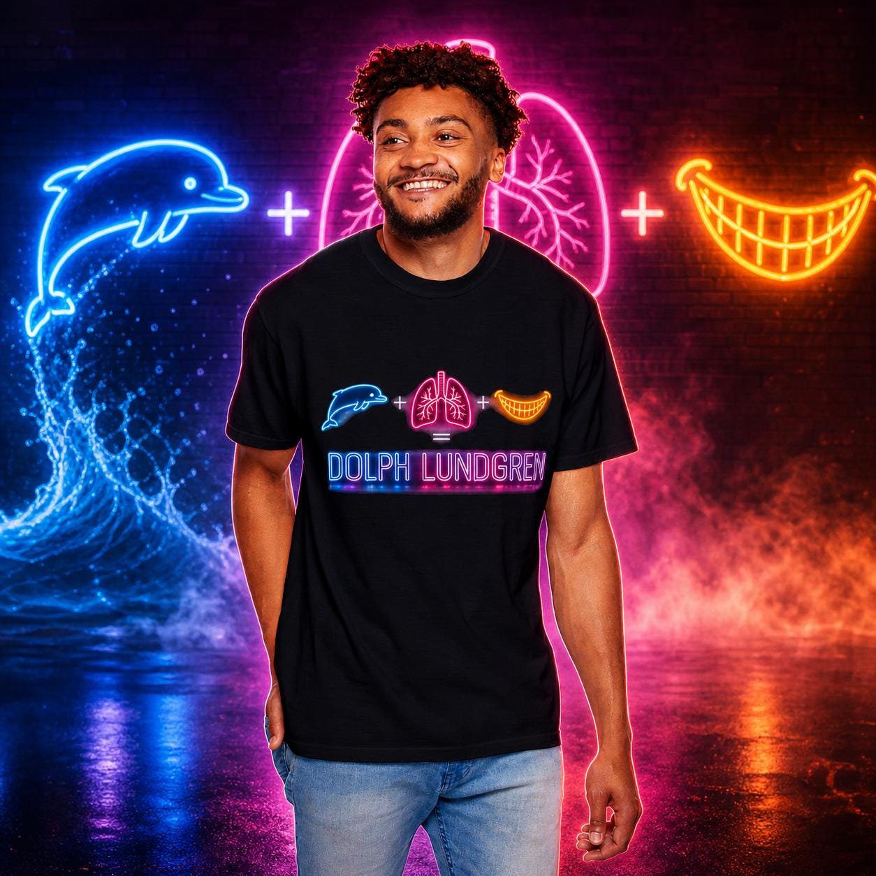Dolph Lundgren Formula Neon Shirt, 80s Retro Graphic Tee, Absurd Humor