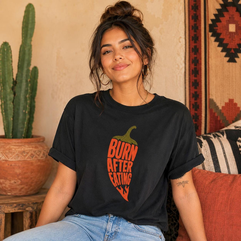 Burn After Eating chili pepper T-Shirt | Spicy Food Graphic