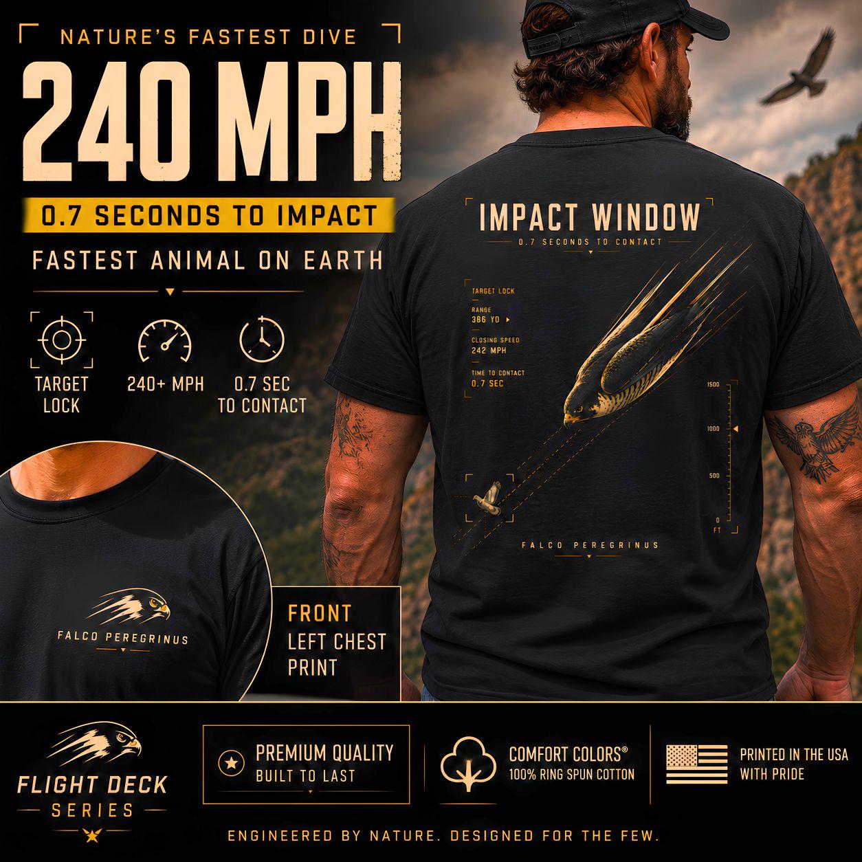 Impact Window Peregrine Falcon Shirt | Flight Deck Series | Falcon Stoop Graphic Tee