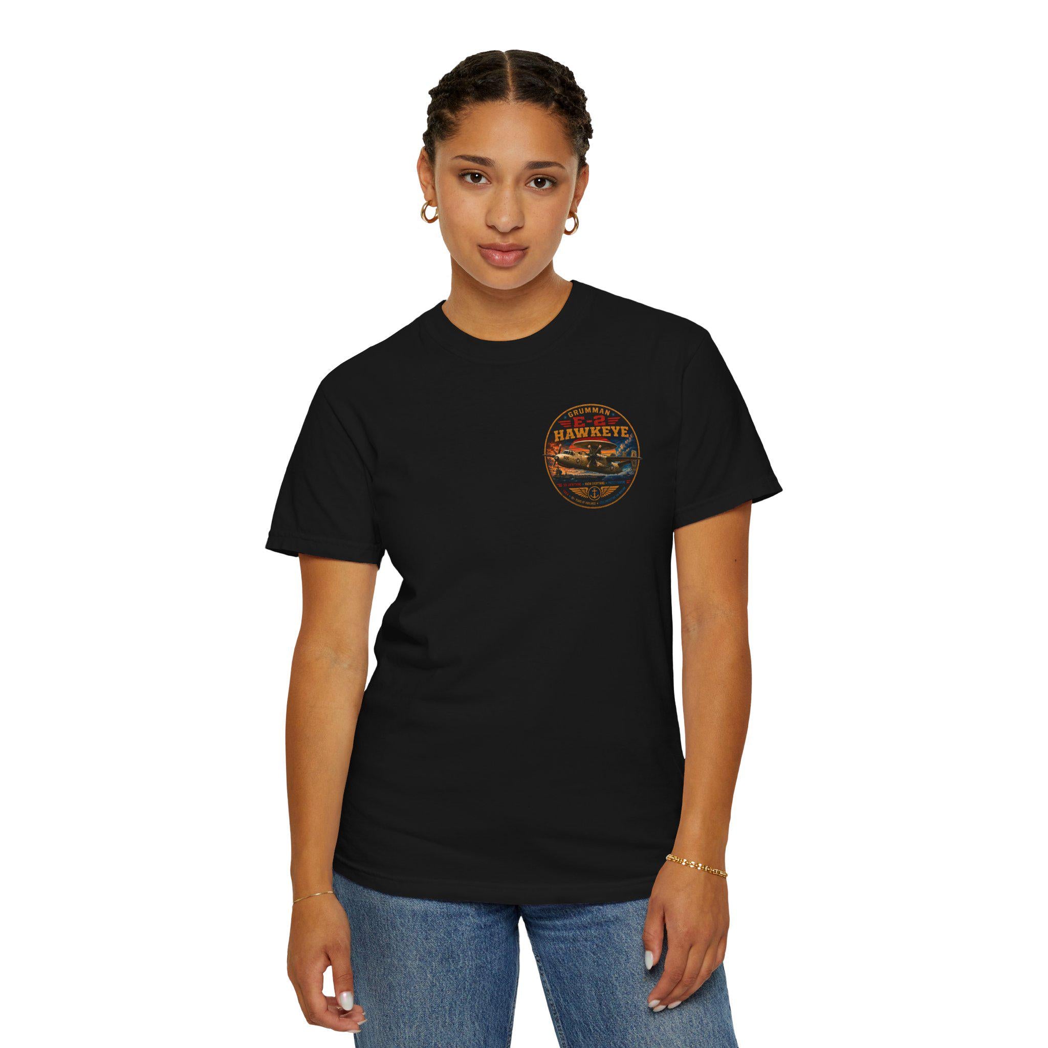 E-2 Hawkeye Aircraft Illustration T-shirt | Military Aviation Diagram