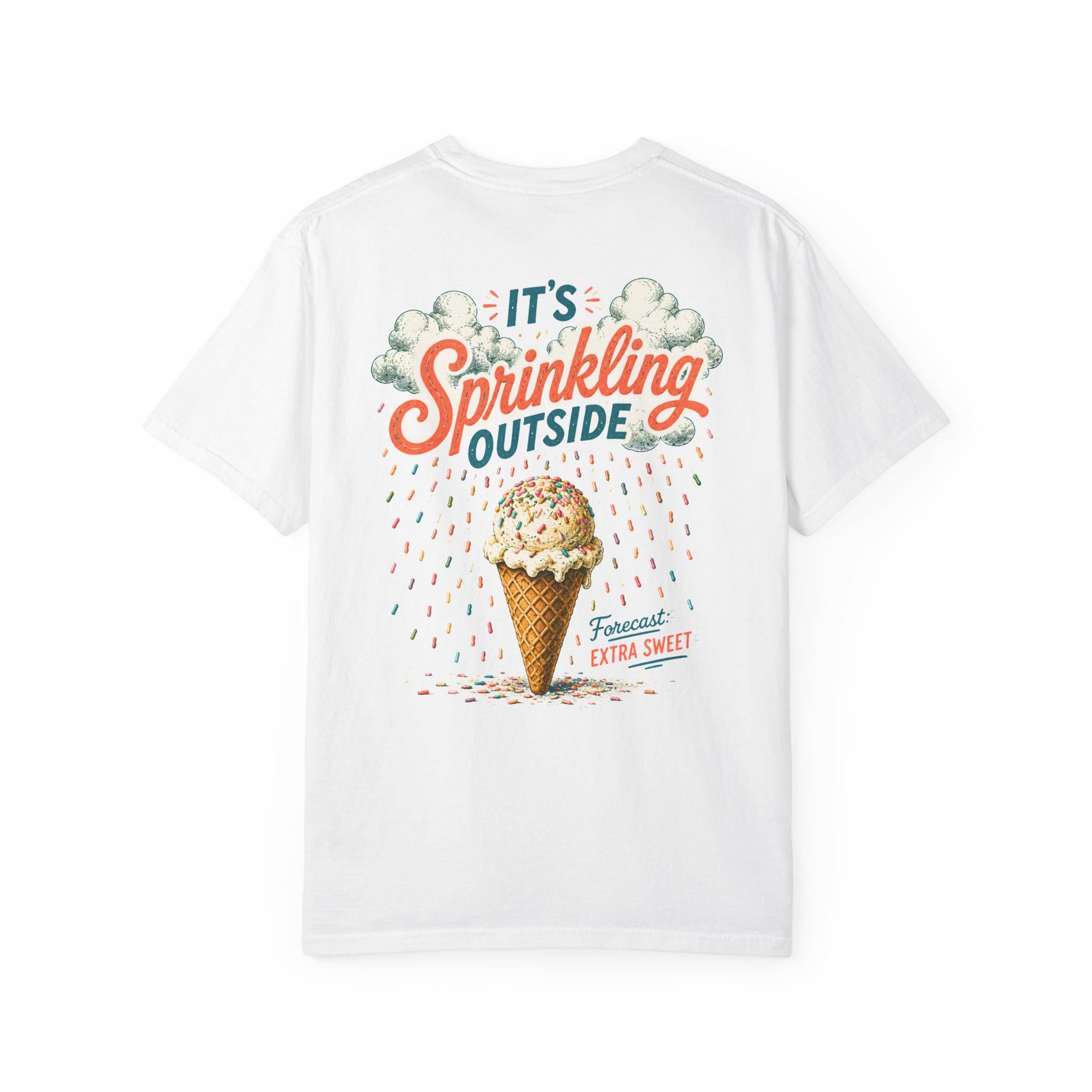 Its Sprinkling Outside ice cream cone T-Shirt | retro dessert illustration