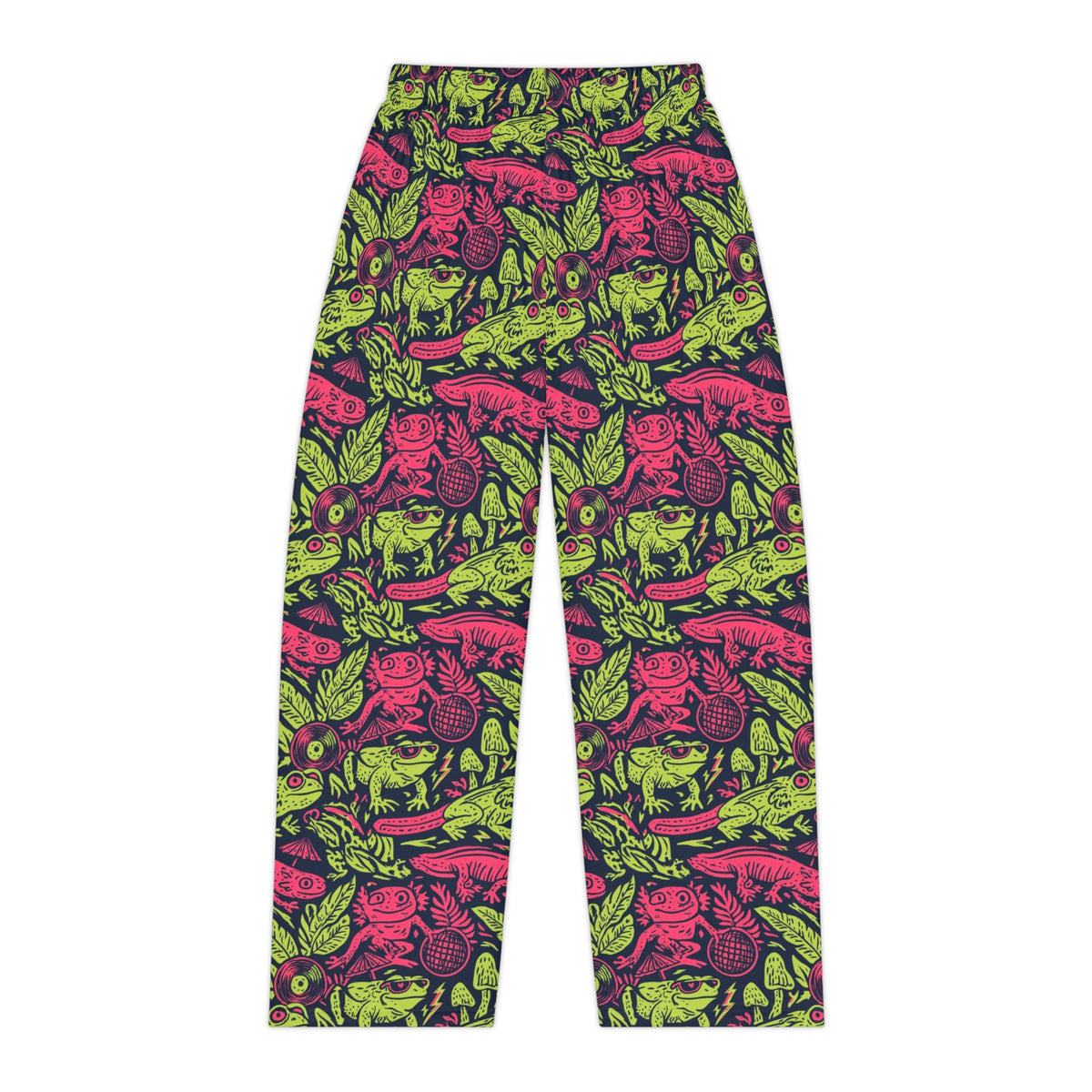 Neon Jungle Frog Pajama Pants | Hot Pink Lime Amphibian Print