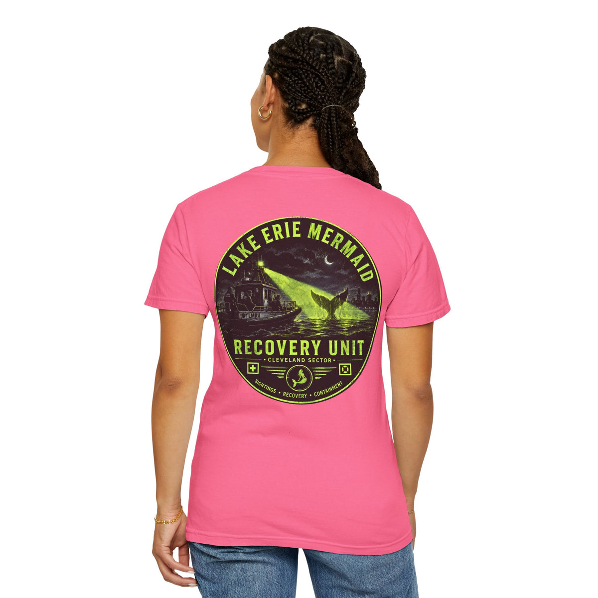 Lake Erie Mermaid Recovery Unit Shirt, Midwest Cryptid Tee, Great Lakes Monster Shirt, Neon Horror Graphic Tee, Cleveland Ohio Cryptid Gift