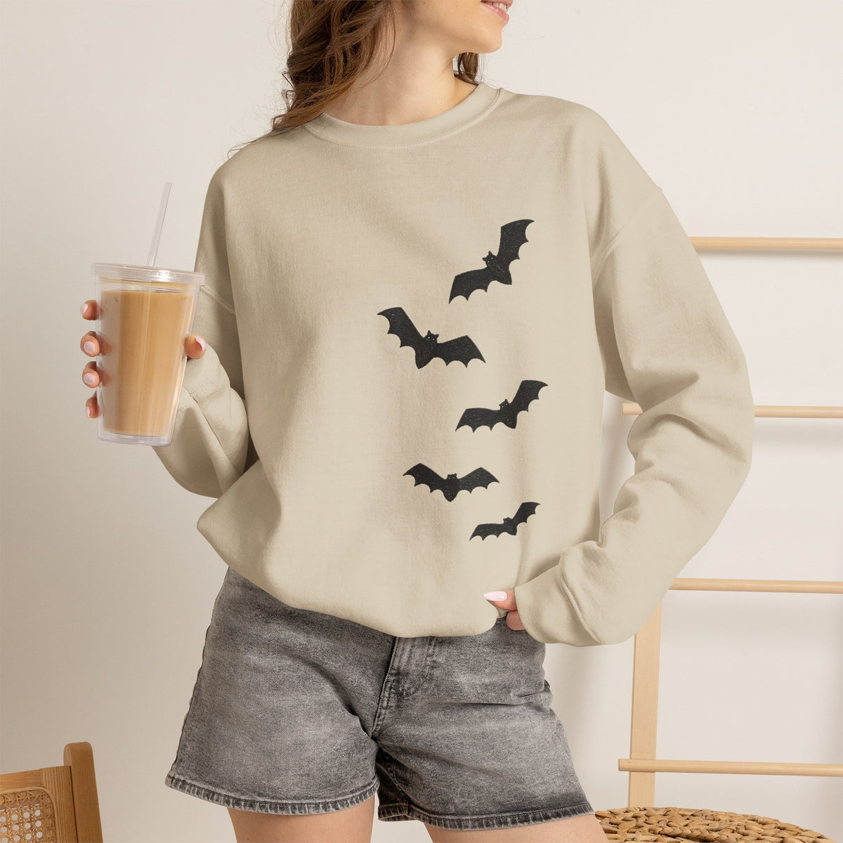 Flying Bats crewneck sweatshirt | Halloween bat silhouette