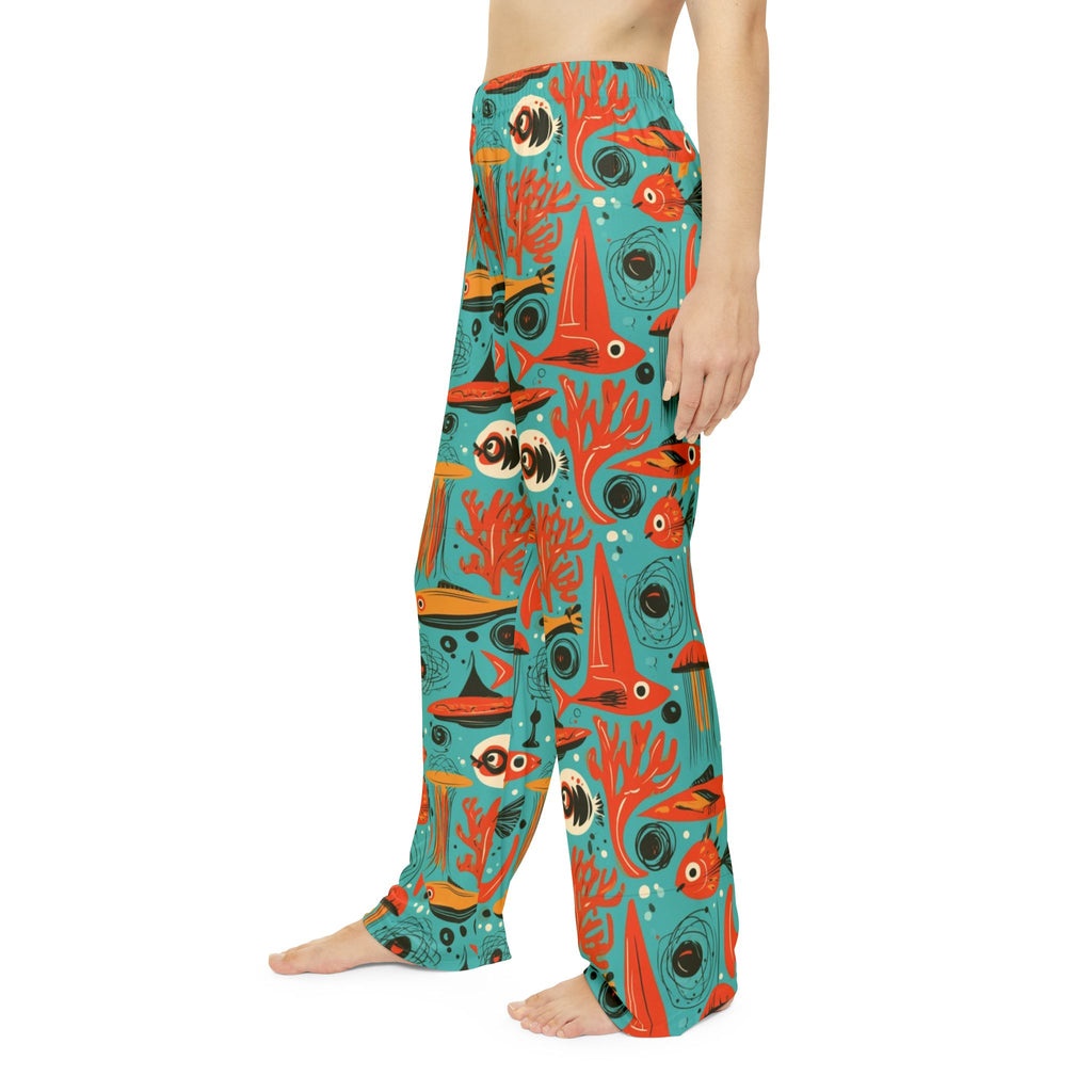 Atomic Aquarium Pajama Pants | Retro Orange Fish & Jellyfish