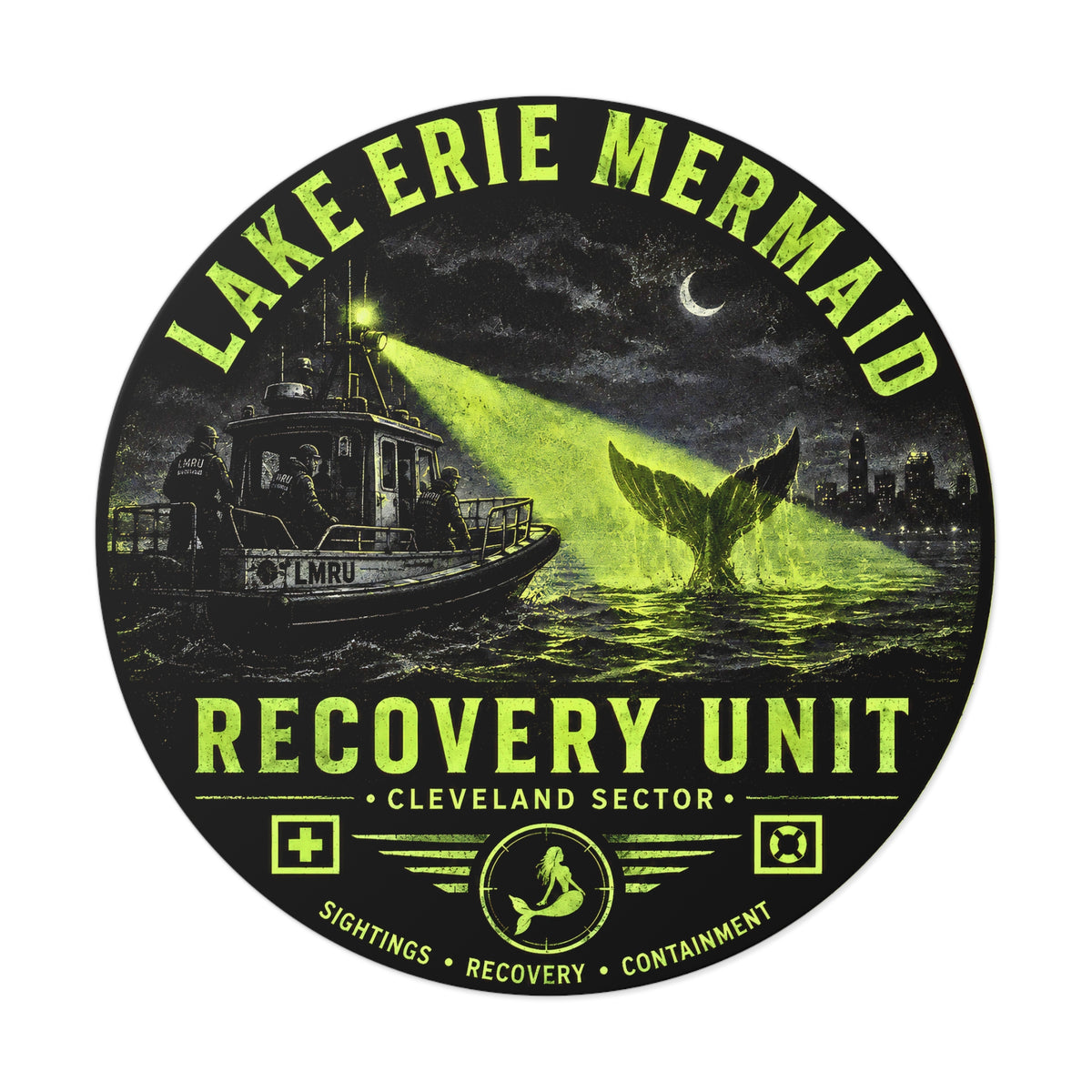 Lake Erie Mermaid Recovery Unit Sticker | Round Vinyl Sticker