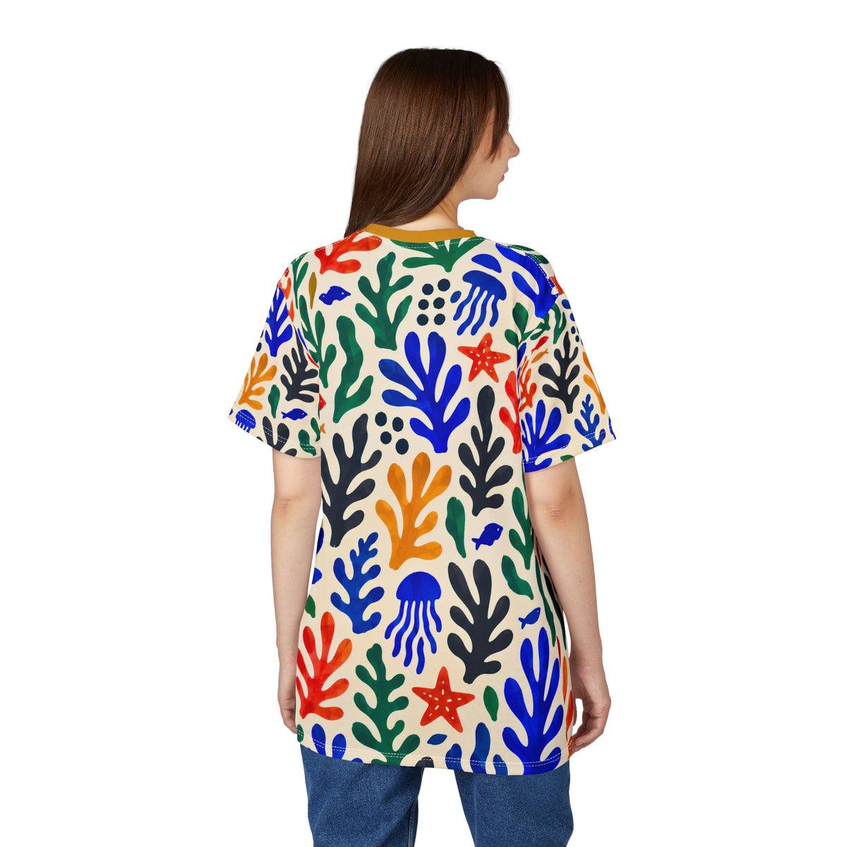 Colorful Seaweed & Jellyfish Pattern Tee | All-Over Print Shirt