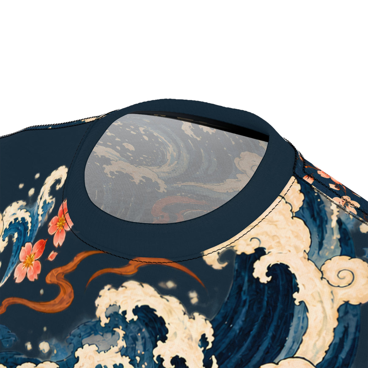 Flowers in a Hurricane Shirt | Japanese Wave Art All Over Print Tee | Floral Storm Graphic T-Shirt | Ukiyo-e Inspired Ocean Design