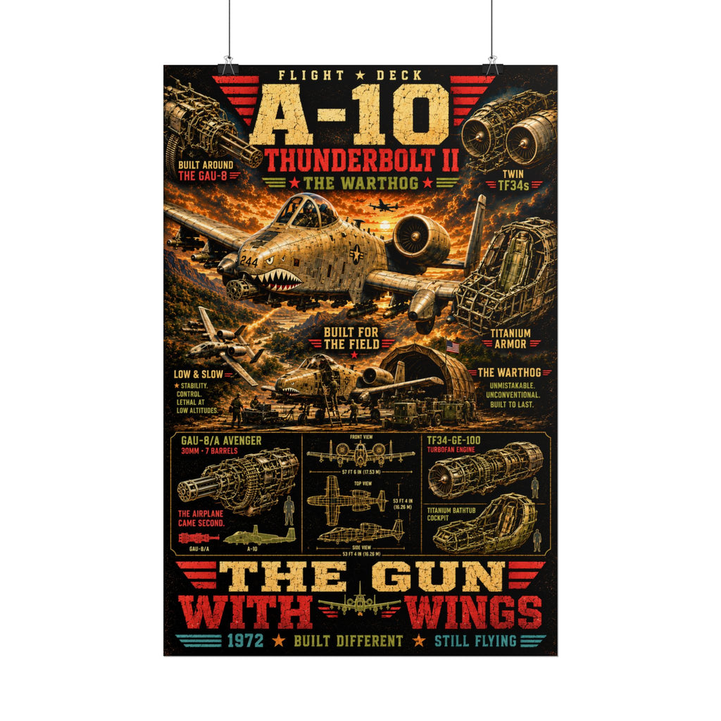 A-10 Warthog Poster, Thunderbolt II Aviation Wall Art, Military Aircraft Print, Fighter Jet Decor, Air Force Pilot Gift, Flight Deck