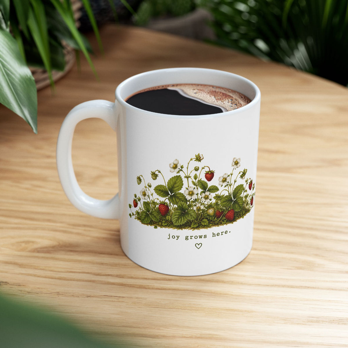 Wild Strawberry Botanical Mug | Vintage Floral Ceramic Mug