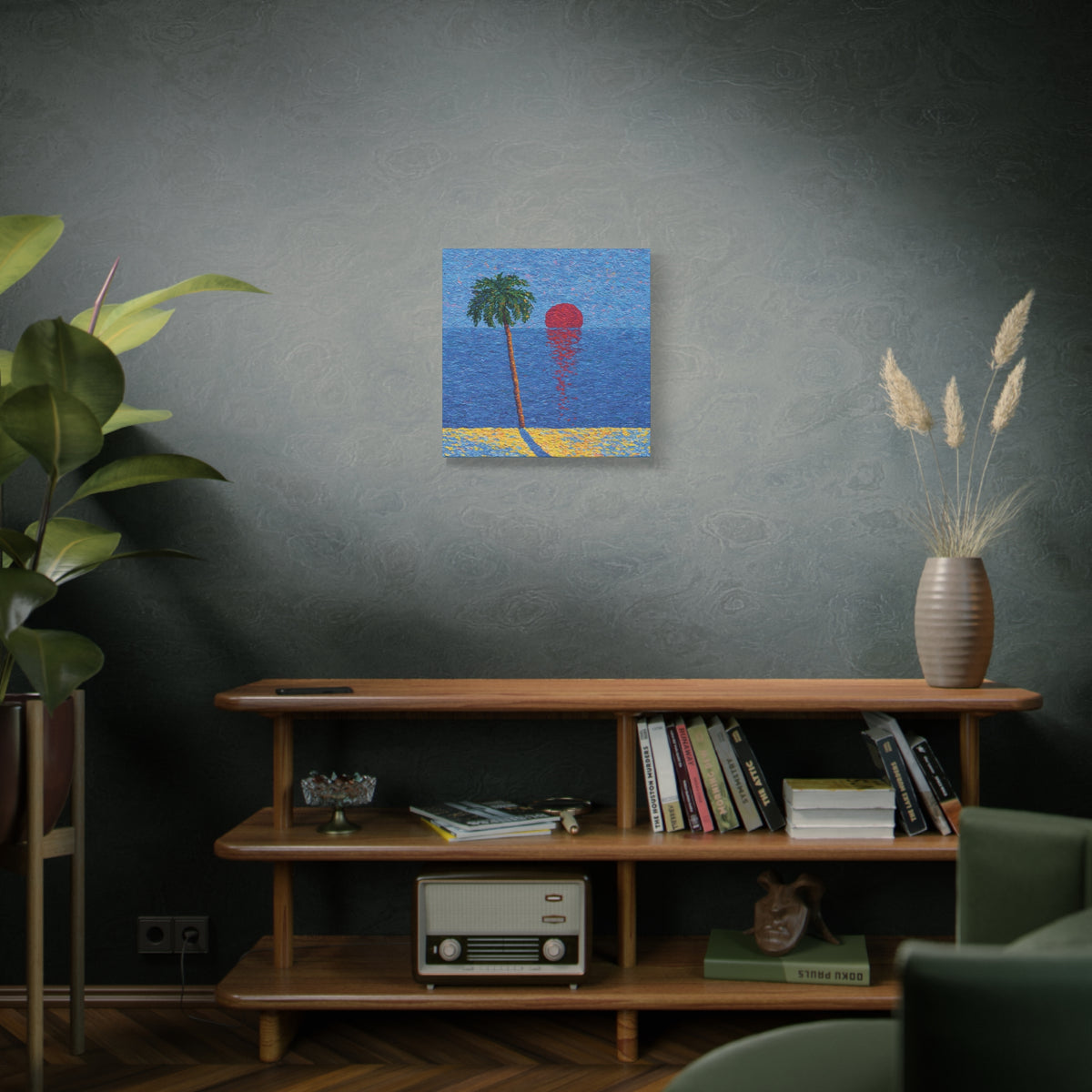Tropical Sunset Canvas Wall Art, Palm Tree Painting, Colorful Coastal Decor, Tropical Studies No. 1