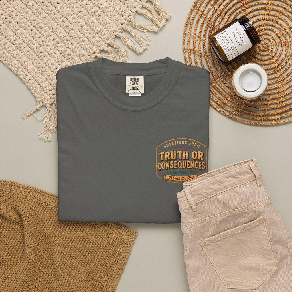 Greetings From Truth or Consequences New Mexico Postcard T-Shirt | Vintage Travel Souvenir Worth the Risk