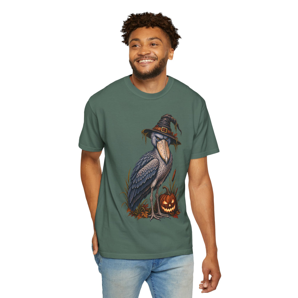 Halloween Shoebill Shirt, Bird Watching T Shirt, Spooky Birdwatcher Gift, Vintage Witch Bird Comfort Colors Tee