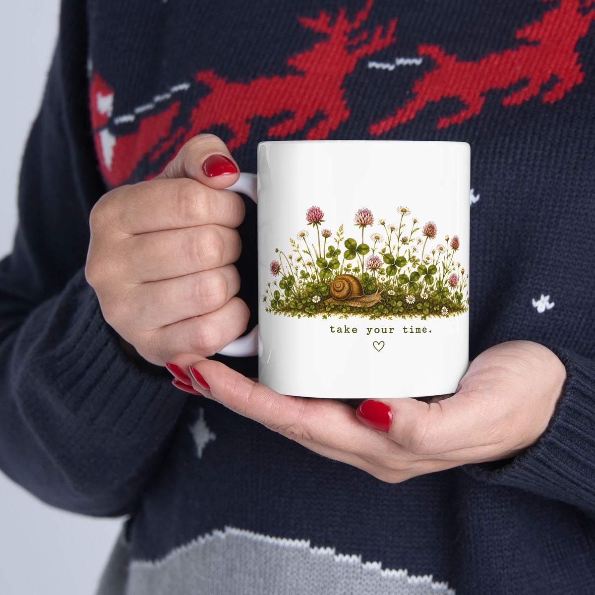 Woodland Snail with Wildflowers Mug | Floral Nature Ceramic Mug