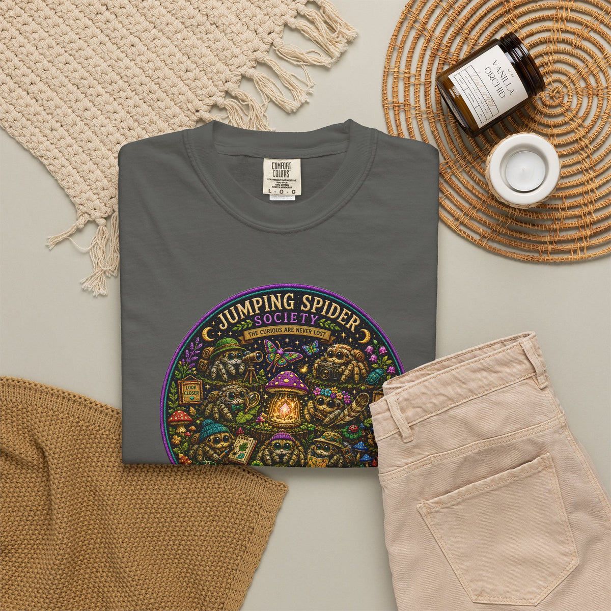 Jumping Spider Society Shirt, Curiosity Is Our Superpower Tee, Cute Spider Shirt, Woodland Nature T-Shirt, Cottagecore Gift, Entomology Art