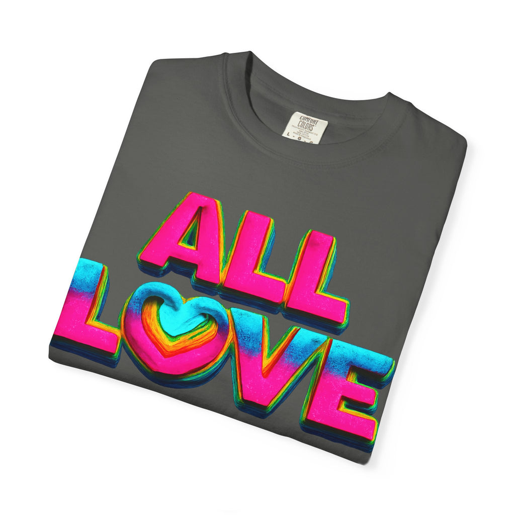 All Love Shirt, Retro Colorful Tee, Positive Vibes Shirt, Heart Graphic Tee, Bright Aesthetic T-Shirt, Feel Good Shirt, Gift for Friends