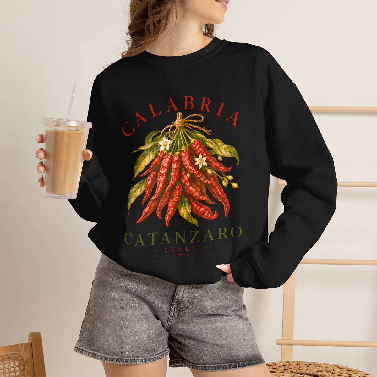 Calabria Catanzaro Sweatshirt, Vintage Italian Chili Pepper Crewneck, Italian Heritage Sweatshirt, Calabria Gift, Cozy Unisex Pullover