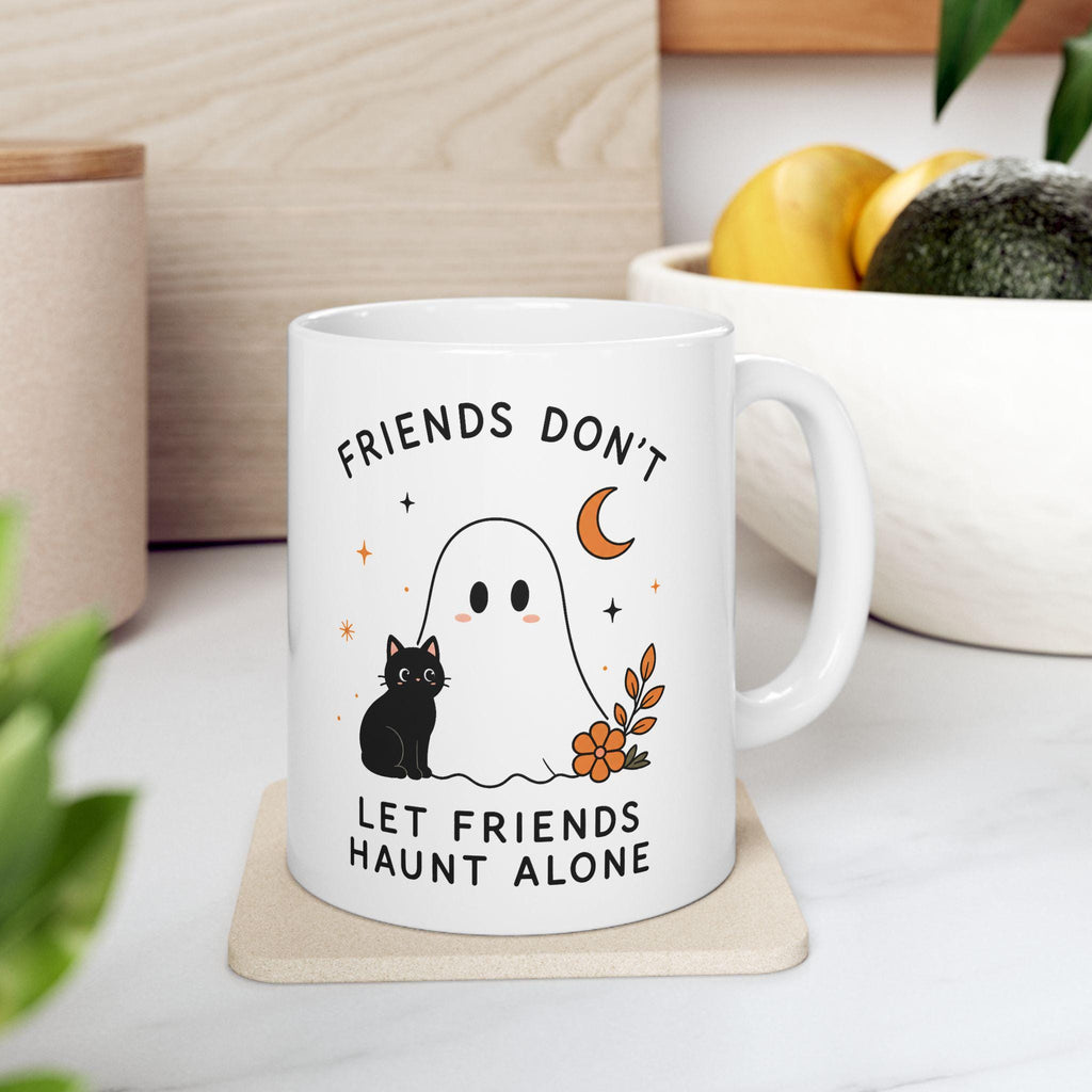 Friendship Ghost and Cat Mug | Ceramic Coffee Cup
