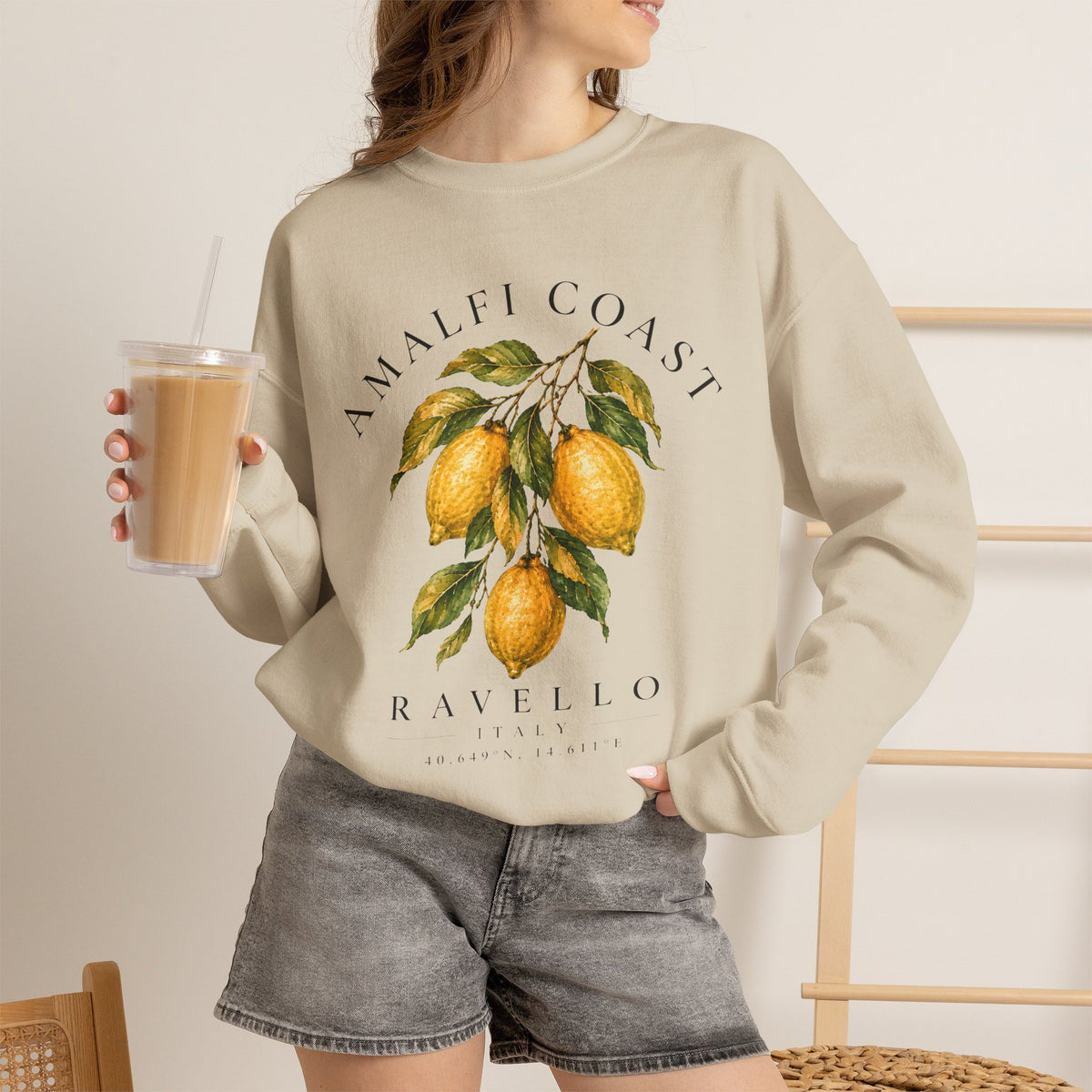 Amalfi Coast Lemon Branch sweatshirt | Ravello botanical citrus design