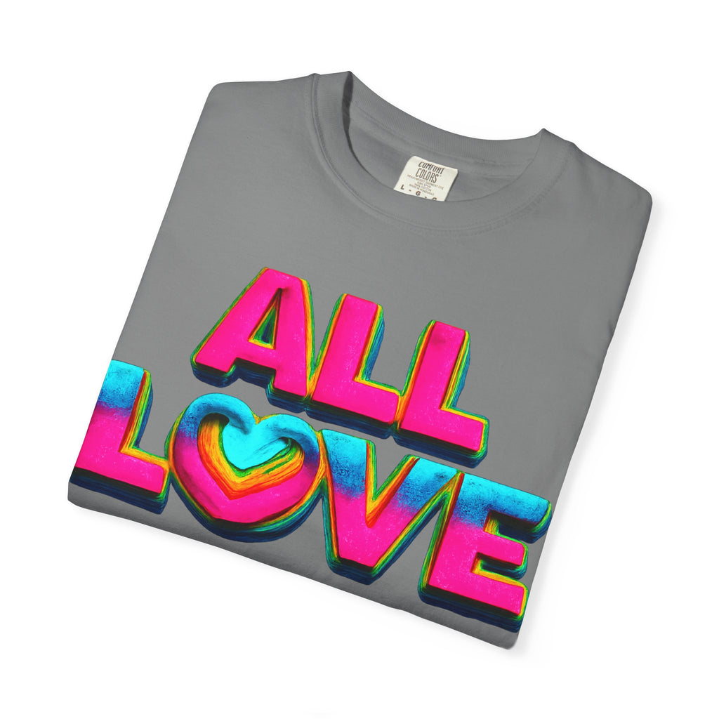 All Love Shirt, Retro Colorful Tee, Positive Vibes Shirt, Heart Graphic Tee, Bright Aesthetic T-Shirt, Feel Good Shirt, Gift for Friends
