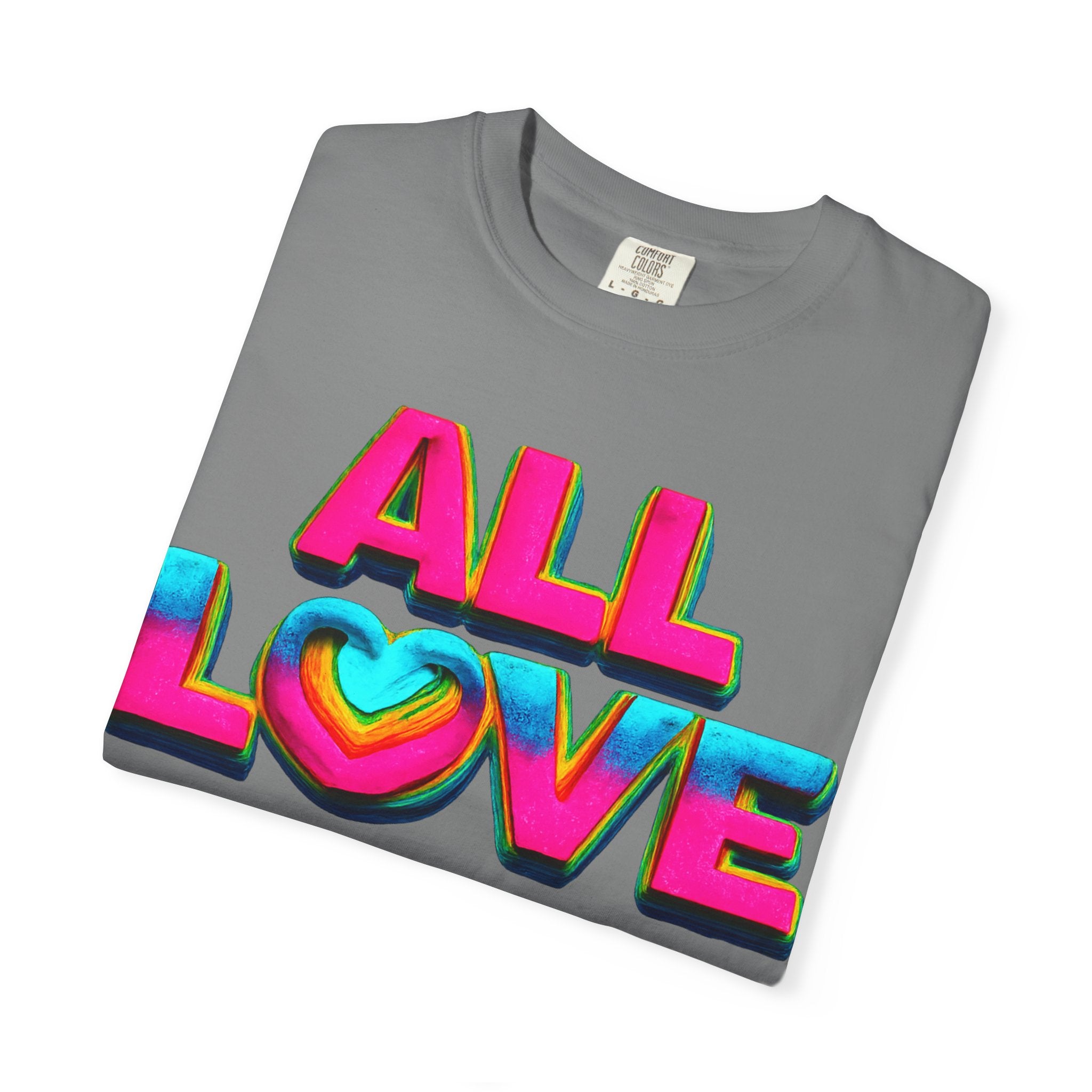 All Love Shirt, Retro Colorful Tee, Positive Vibes Shirt, Heart Graphic Tee, Bright Aesthetic T-Shirt, Feel Good Shirt, Gift for Friends