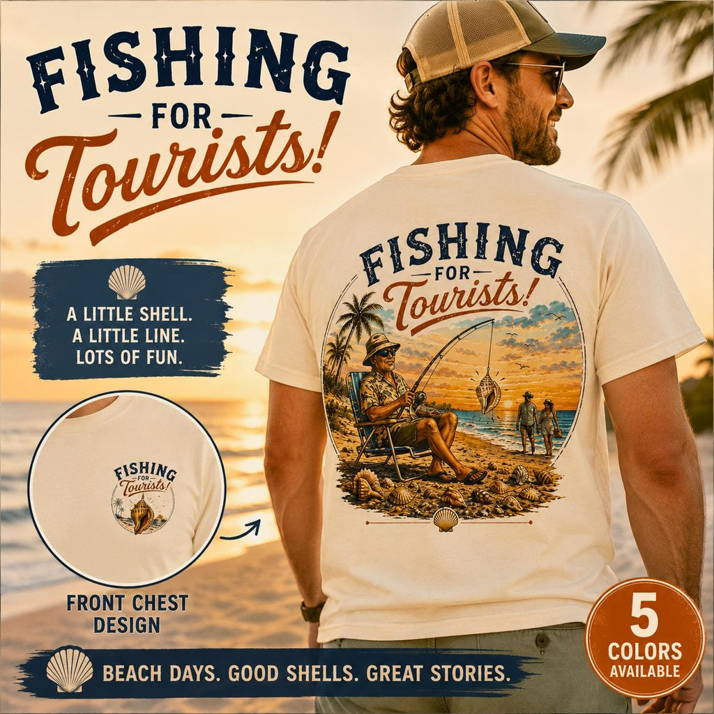 Fishing for Tourists shirt | Vintage Beach Fishing Sunset T-shirt