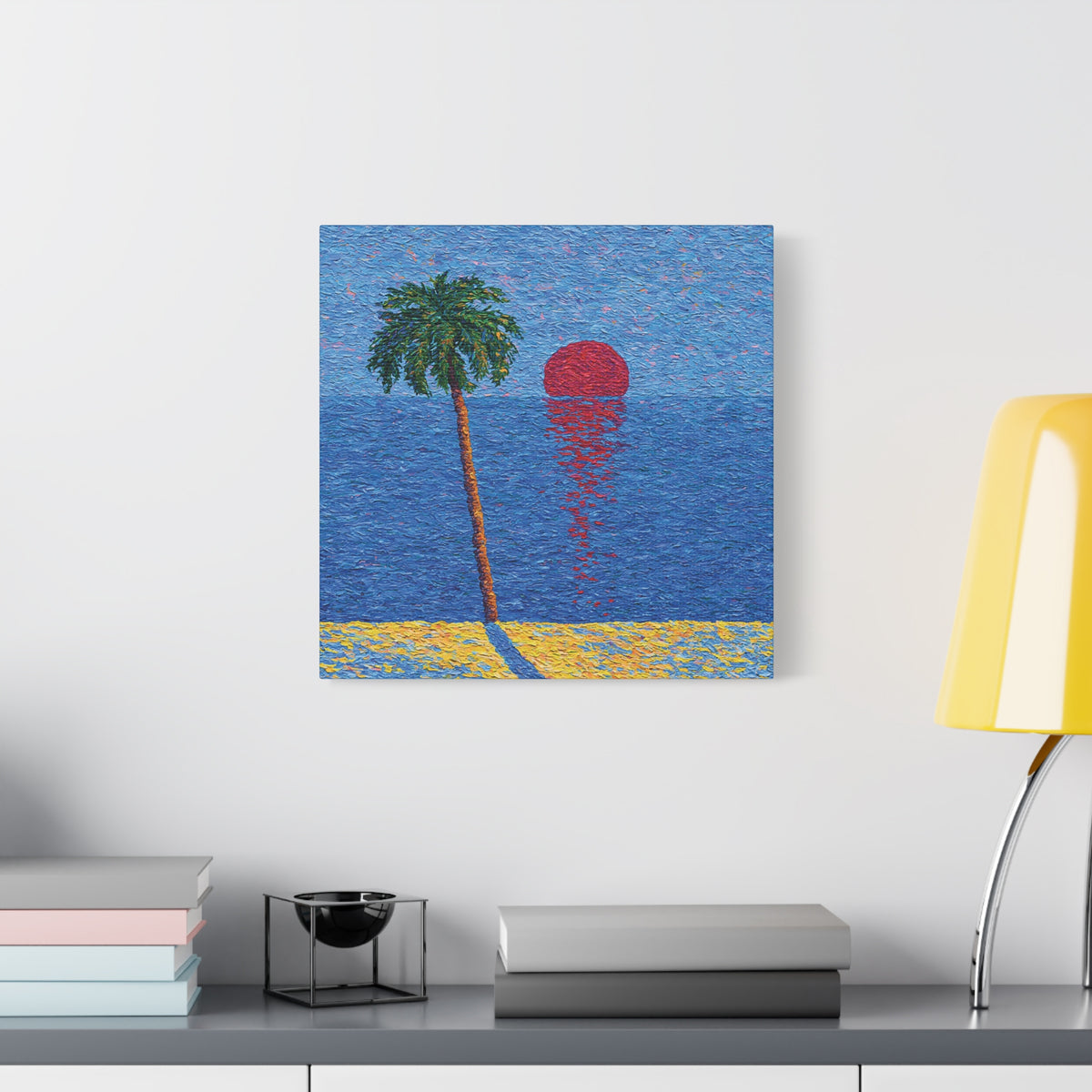 Tropical Sunset Canvas Wall Art, Palm Tree Painting, Colorful Coastal Decor, Tropical Studies No. 1
