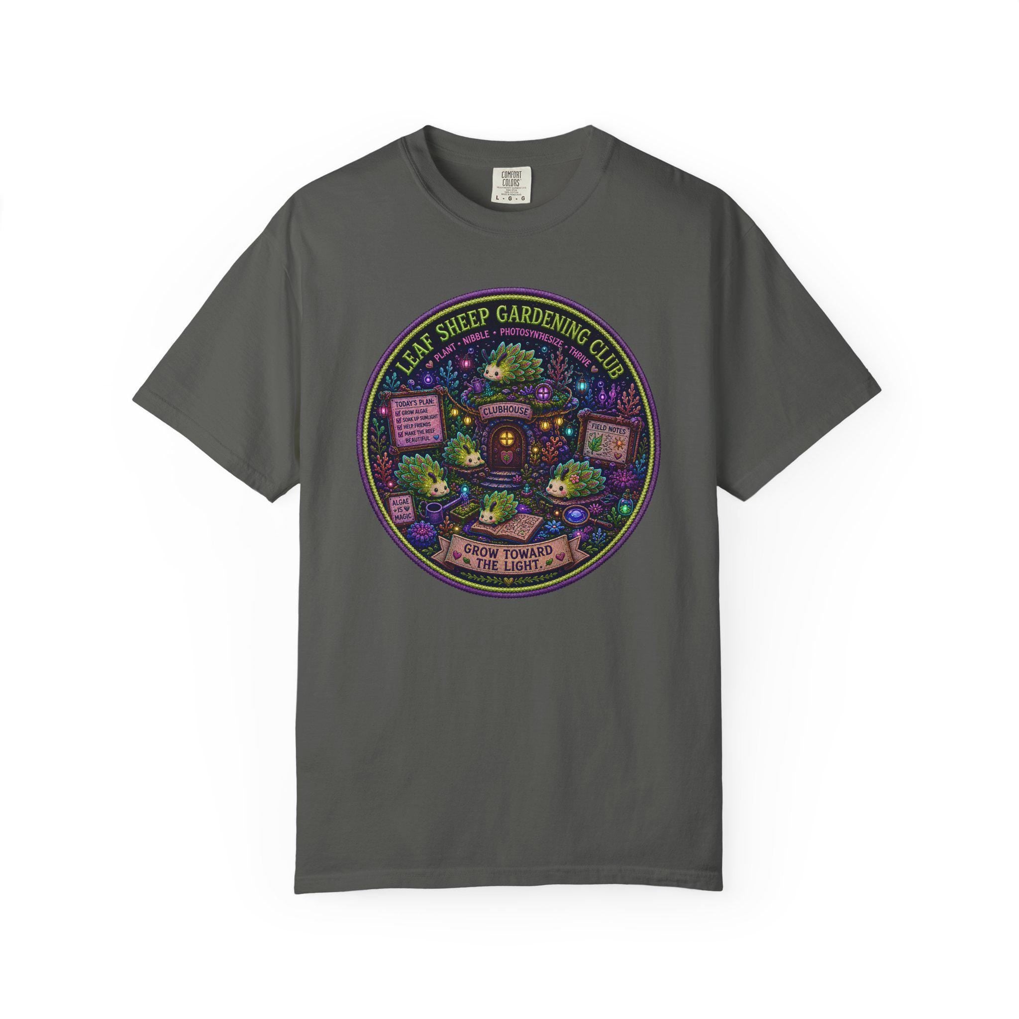 Leaf Sheep Gardening Club T-Shirt | Whimsical Sea Slug Nature Tee, Botanical Graphic Shirt