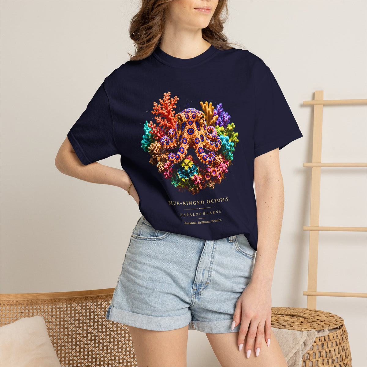 Blue-Ringed Octopus Shirt | Hapalochlaena Marine Biology Tee | Colorful Coral Reef Nature Shirt | Ocean Wildlife Gift | Comfort Colors 1717