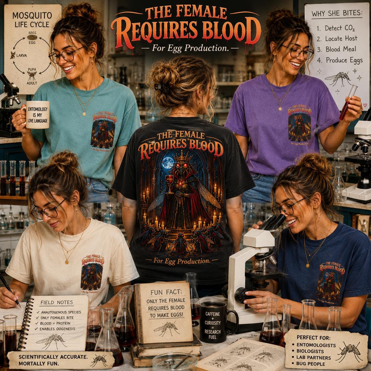 The Crimson Ovipositor Gothic Mosquito Entomology Tee