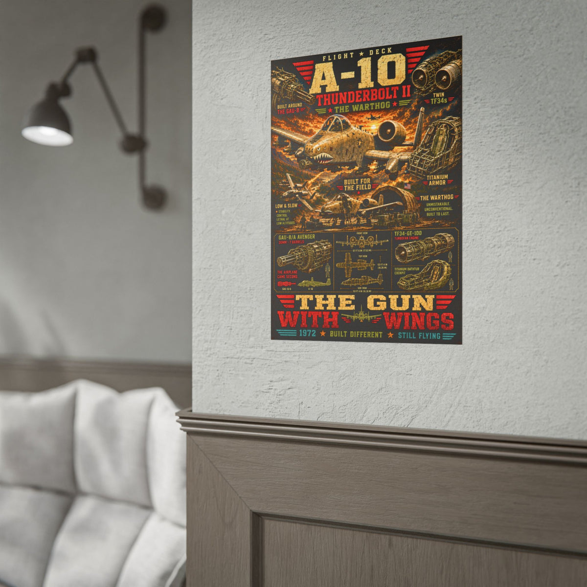 A-10 Warthog Poster, Thunderbolt II Aviation Wall Art, Military Aircraft Print, Fighter Jet Decor, Air Force Pilot Gift, Flight Deck