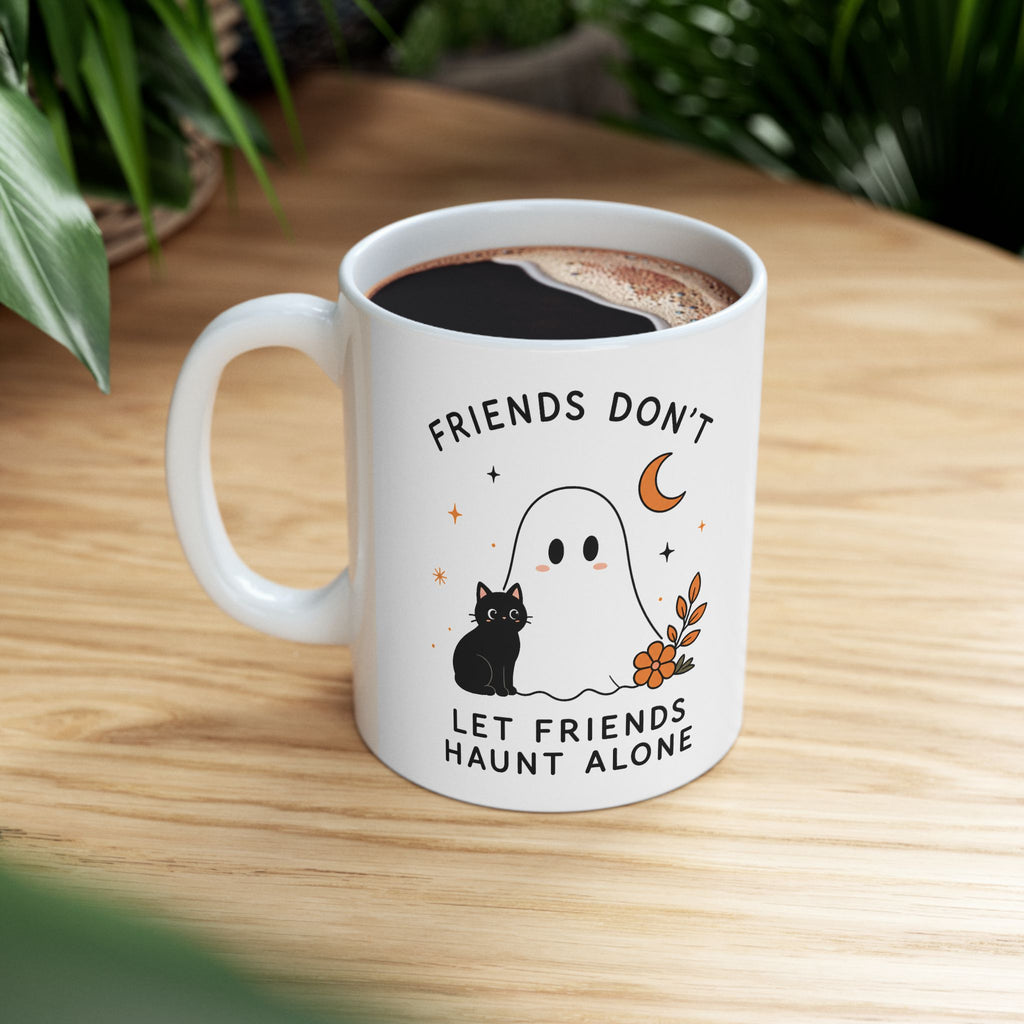 Friendship Ghost and Cat Mug | Ceramic Coffee Cup