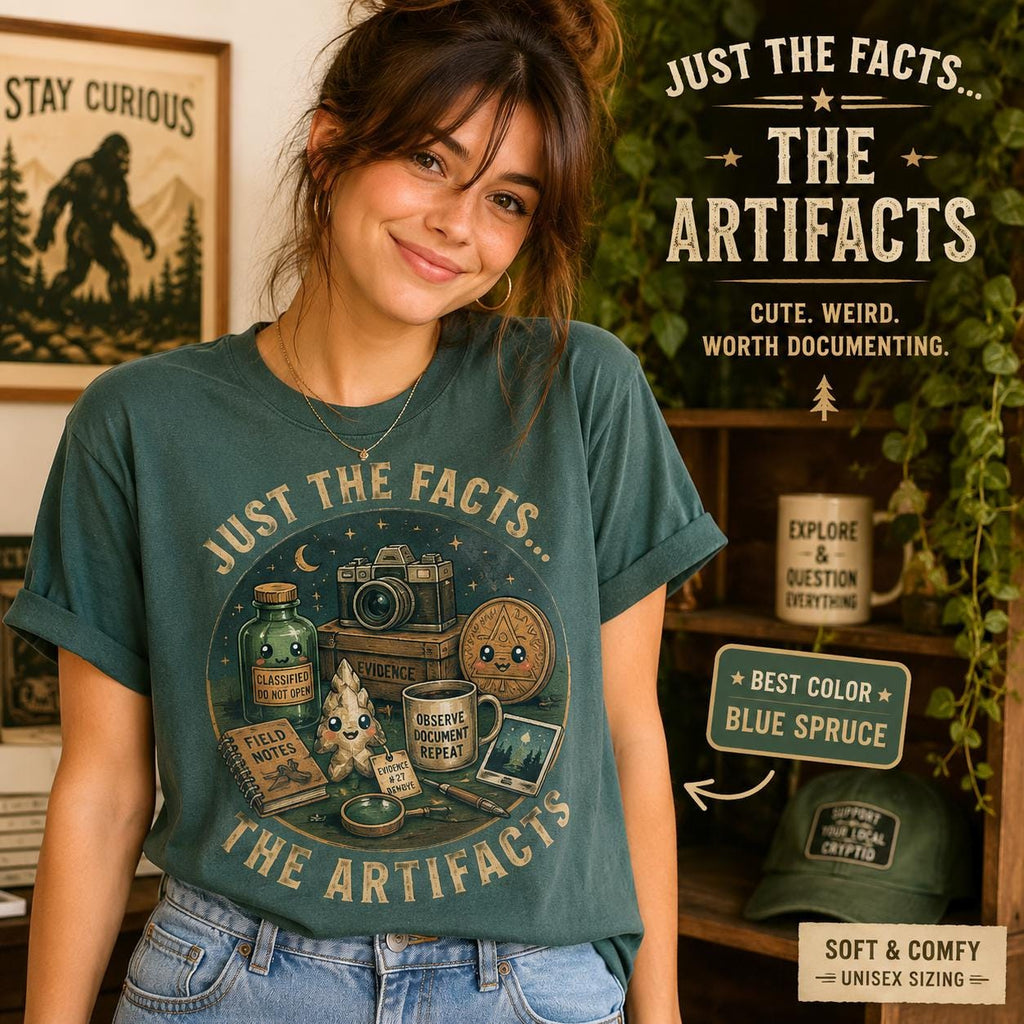 Cryptid Investigator Shirt: Vintage Artifacts Field Notes Design