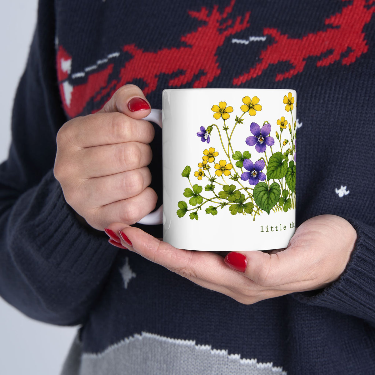 Little Things Big Joy Ceramic Mug | Violet and Wood Sorrel Coffee Mug | Nature Lover Gift | 11oz & 15oz