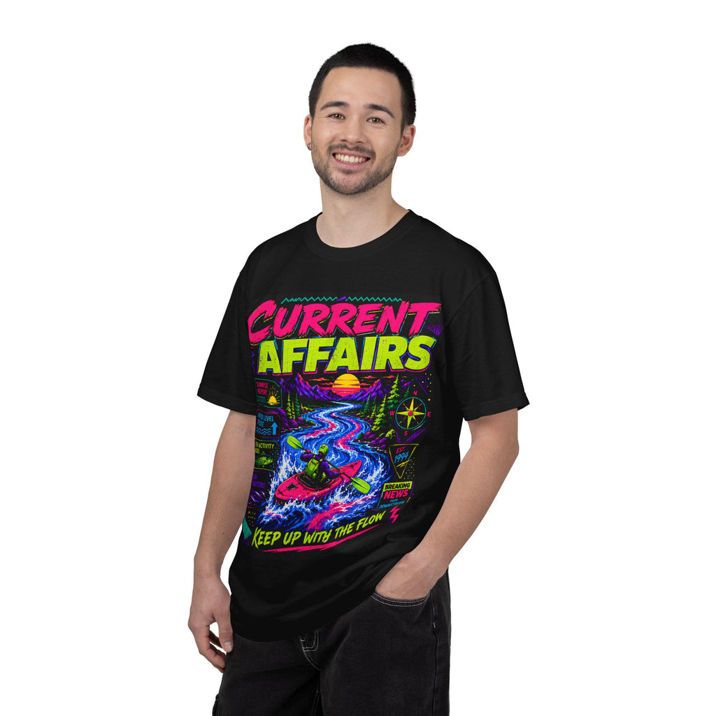 Neon Kayak River Graphic Tee, 90s Outdoor Adventure Shirt, Whitewater Kayaking Apparel