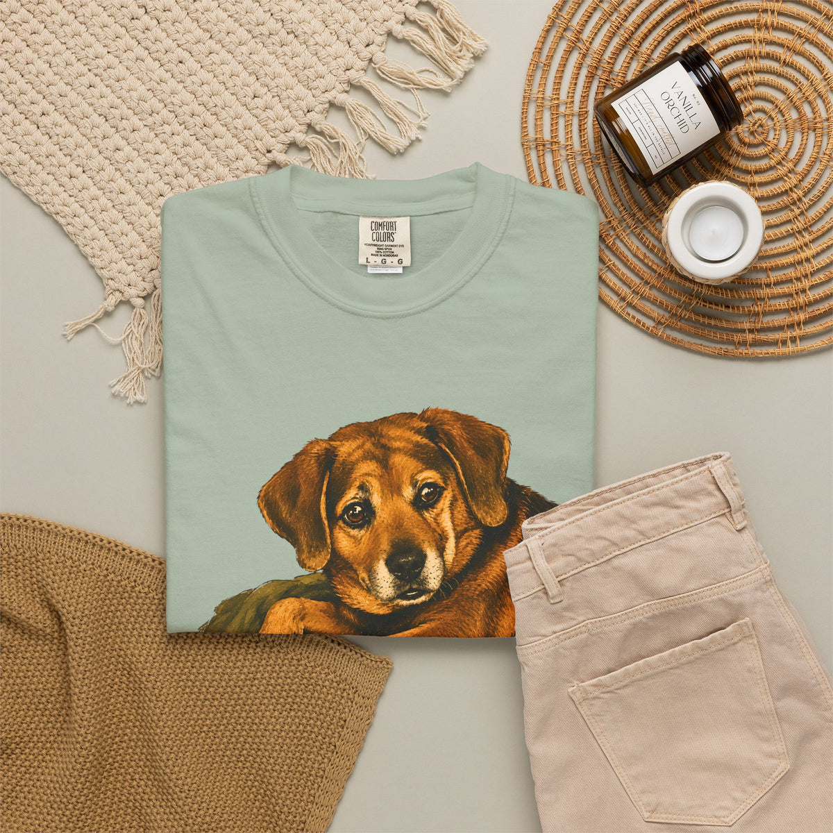 Eddie Vintage Dog Portrait Shirt | Cozy Hand Painted Pet Graphic Tee | Gift for Dog Lovers