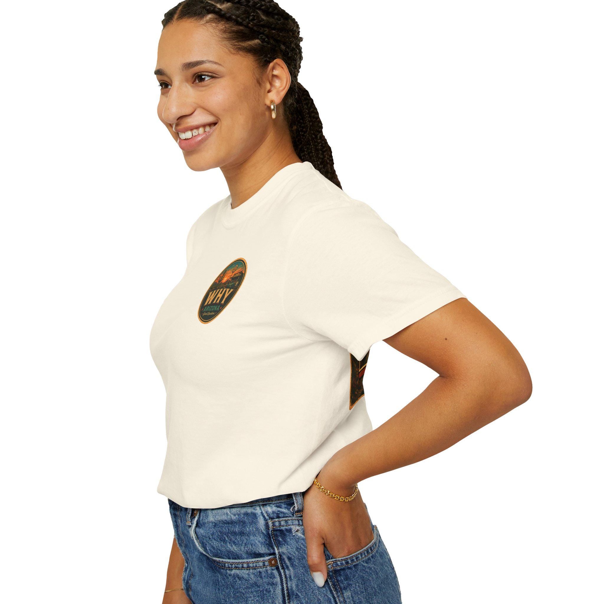 Greetings from WHY Arizona T-shirt | Road Trip Vintage Postcard Design