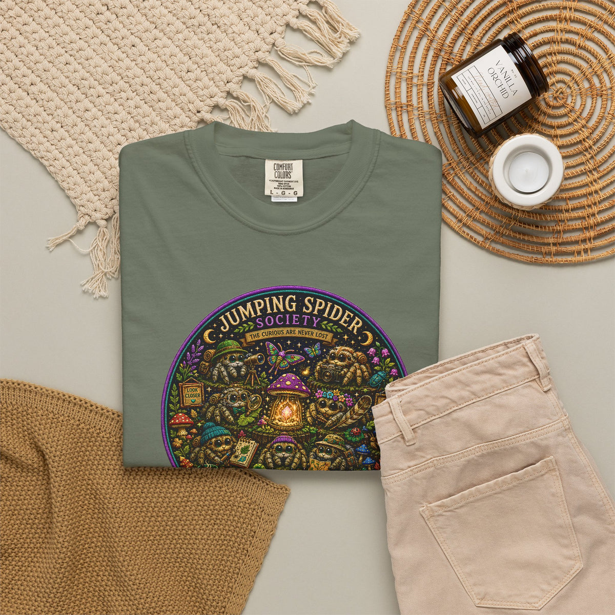 Jumping Spider Society Shirt, Curiosity Is Our Superpower Tee, Cute Spider Shirt, Woodland Nature T-Shirt, Cottagecore Gift, Entomology Art