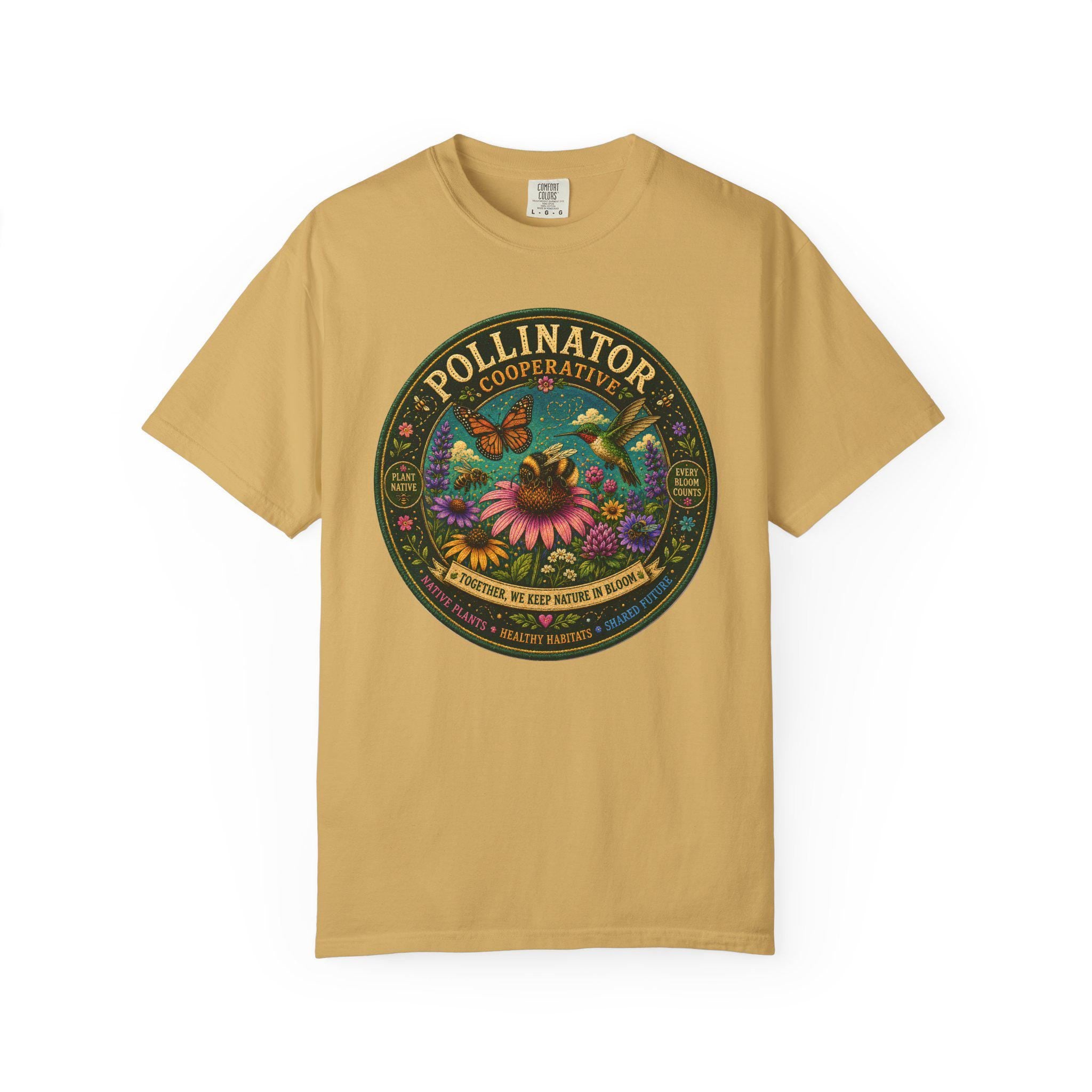 Pollinator Cooperative Shirt, Native Plants, Bee Butterfly Hummingbird Tee