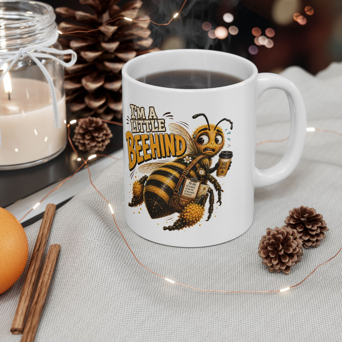 I'm a Little Beehind Ceramic Mug | Funny Bee Coffee Mug | Cute Bee Lover Gift | 11oz & 15oz