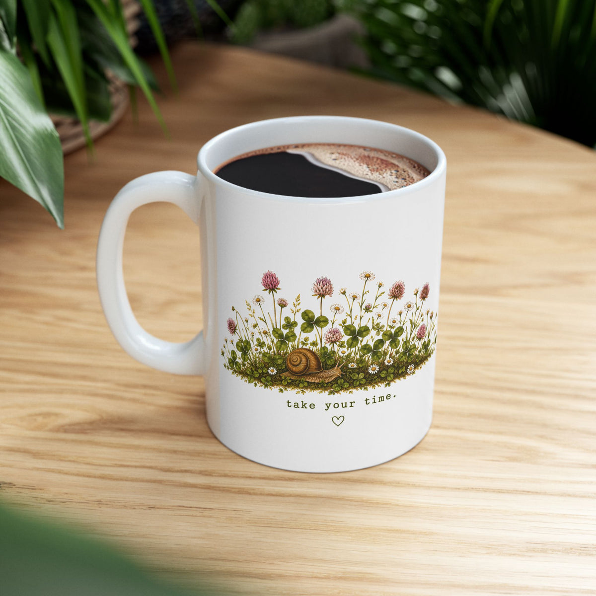 Woodland Snail with Wildflowers Mug | Floral Nature Ceramic Mug