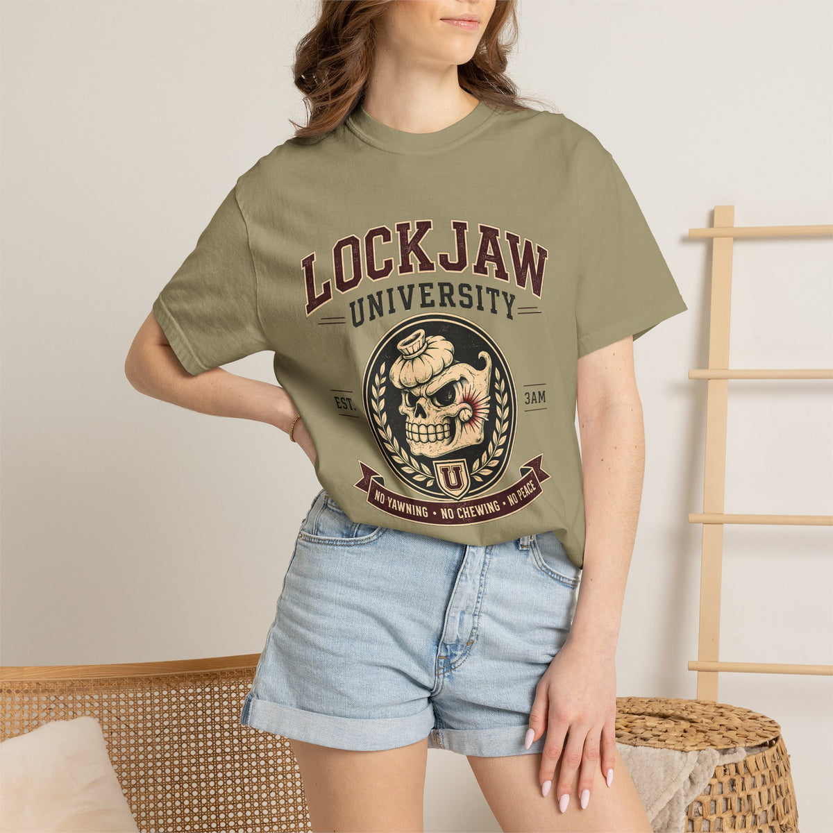 LOCKJAW University Shirt, TMJ Shirt, Temporomandibular Joint Disorder Tee, Funny TMJ Tee, Night Grinder, Jaw Pain Humor