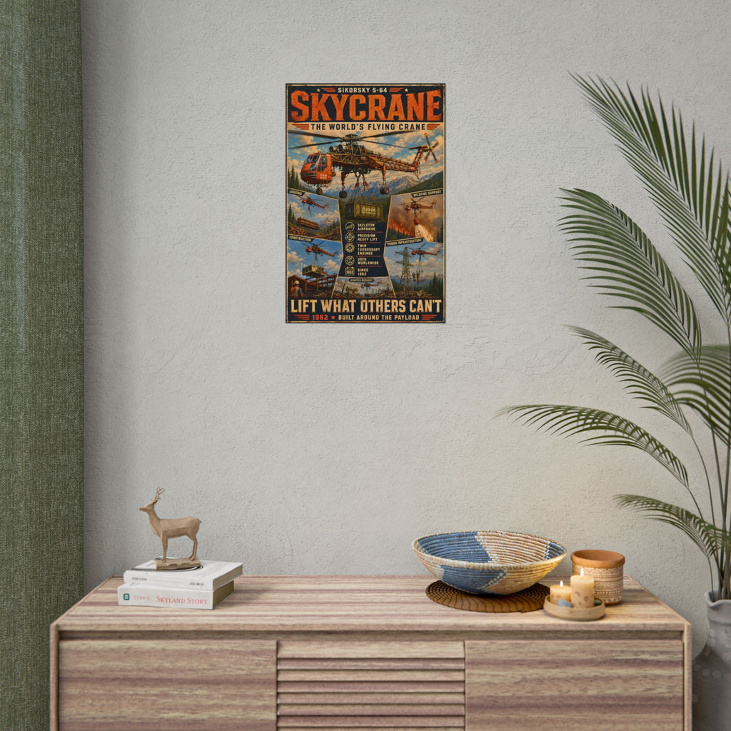 Sikorsky S-64 Skycrane Poster, Heavy Lift Helicopter Wall Art, Aviation Print, Erickson Air Crane, Helicopter Pilot Gift, Flight Deck Decor